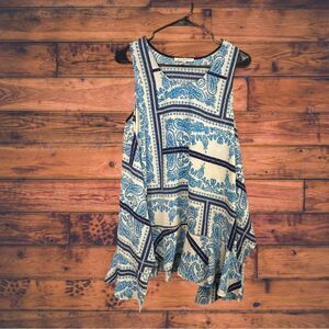 5 for $25🔥Joy Joy Blue Paisley Colorblock Tank Top Tunic Large